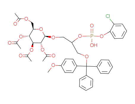 Acetic acid (2R,3R,4S,5R,6R)-4,5-diacetoxy-6-acetoxymethyl-2-{2-[(2-chloro-phenoxy)-hydroxy-phosphoryloxy]-3-[(4-methoxy-phenyl)-diphenyl-methoxy]-propoxy}-tetrahydro-pyran-3-yl ester