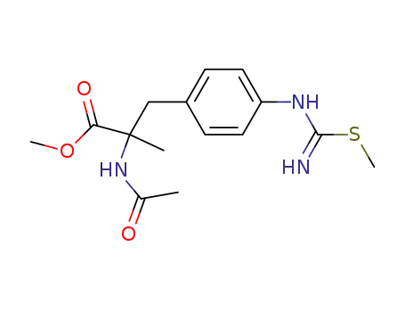 Molecular Structure of 64619-72-3 (Phenylalanine, N-acetyl-4-[[imino(methylthio)methyl]amino]-a-methyl-,
methyl ester)
