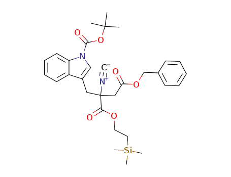 phenylmethyl-(+/-)-β-cyano-1-<(1,1-dimethylethoxy)carbonyl>-β-<β-2-(trimethylsilyl)ethoxycarbonyl>-1H-indole-3-butanoate