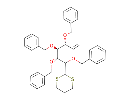6,7-dideoxy-2,3,4,5-tetrakis-O-(phenylmethyl)-D-gulo/ido-hept-6-enose, cyclic 1,3-propanediyl mercaptals