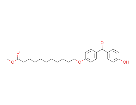 Molecular Structure of 116113-33-8 (Undecanoic acid, 11-[4-(4-hydroxybenzoyl)phenoxy]-, methyl ester)