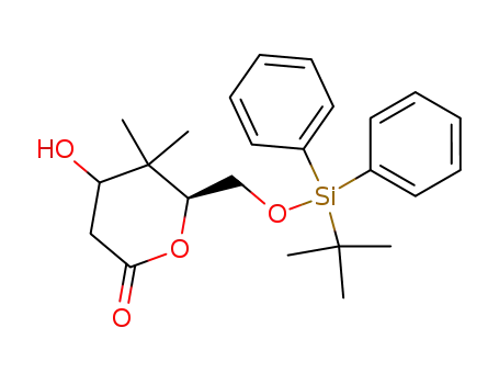 Molecular Structure of 105447-20-9 ((S)-6-(tert-Butyl-diphenyl-silanyloxymethyl)-4-hydroxy-5,5-dimethyl-tetrahydro-pyran-2-one)