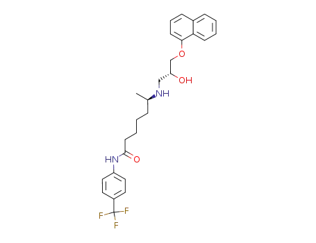 Molecular Structure of 125474-86-4 ((R)-6-[(R)-2-Hydroxy-3-(naphthalen-1-yloxy)-propylamino]-heptanoic acid (4-trifluoromethyl-phenyl)-amide)