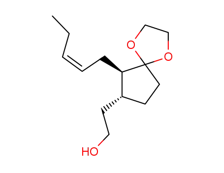 Molecular Structure of 56988-00-2 (2-[(6R,7R)-((Z)-6-Pent-2-enyl)-1,4-dioxa-spiro[4.4]non-7-yl]-ethanol)