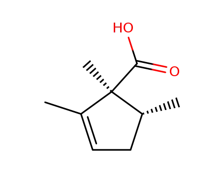 Molecular Structure of 88907-86-2 (2-Cyclopentene-1-carboxylic acid, 1,2,5-trimethyl-, trans- (9CI))