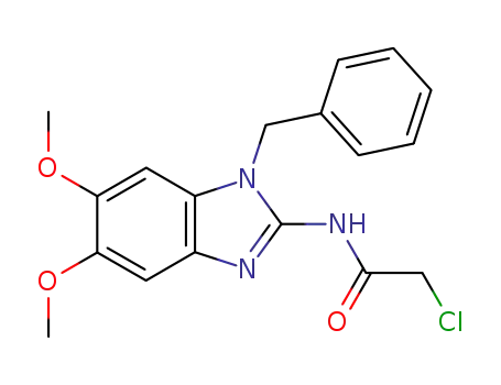 Molecular Structure of 89722-50-9 (Acetamide,
2-chloro-N-[5,6-dimethoxy-1-(phenylmethyl)-1H-benzimidazol-2-yl]-)