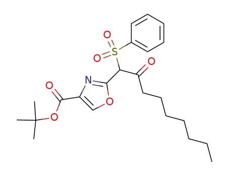 Molecular Structure of 86838-80-4 (4-Oxazolecarboxylic acid, 2-[2-oxo-1-(phenylsulfonyl)nonyl]-,
1,1-dimethylethyl ester)