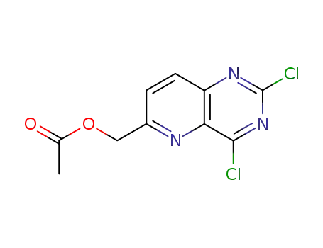 Molecular Structure of 76807-55-1 (Pyrido(3,2-d)pyrimidine-6-methanol, 2,4-dichloro-, acetate (ester))