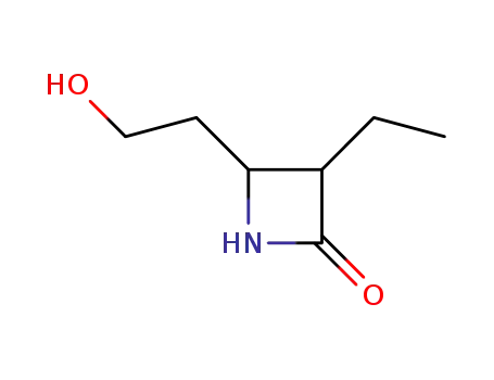 Molecular Structure of 115887-56-4 (2-Azetidinone, 3-ethyl-4-(2-hydroxyethyl)-, (3R,4R)-)