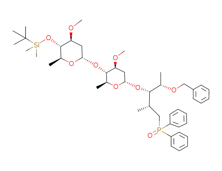 ((2S,3S,4S,6S)-6-{(2S,3S,4S,6S)-6-[(1S,2R)-1-((S)-1-Benzyloxy-ethyl)-3-(diphenyl-phosphinoyl)-2-methyl-propoxy]-4-methoxy-2-methyl-tetrahydro-pyran-3-yloxy}-4-methoxy-2-methyl-tetrahydro-pyran-3-yloxy)-tert-butyl-dimethyl-silane