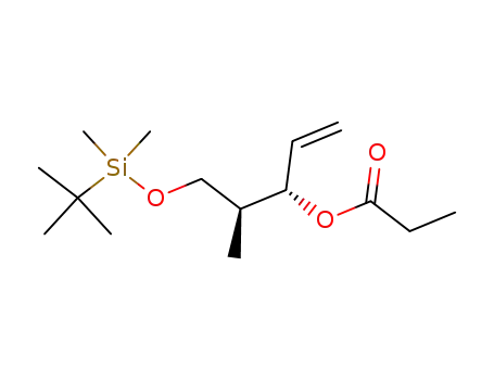 Molecular Structure of 83651-45-0 ((2S<sup>*</sup>,3S<sup>*</sup>)-1-<(tert-butyldimethylsilyl)oxy>-2-methyl-4-penten-3-yl propanoate)