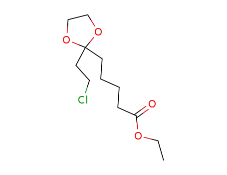 Molecular Structure of 88593-87-7 (1,3-Dioxolane-2-pentanoic acid, 2-(2-chloroethyl)-, ethyl ester)