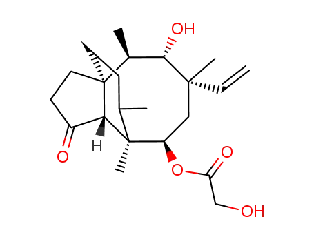 Molecular Structure of 125-65-5 (Acetic acid,2-hydroxy-,(3aS,4R,5S,6S,8R,9R,9aR,10R)-6-ethenyldecahydro-5-hydroxy-4,6,9,10-tetramethyl-1-oxo-3a,9-propano-3aH-cyclopentacycloocten-8-ylester)