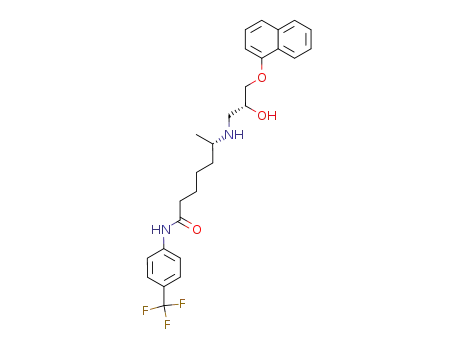 Molecular Structure of 125452-57-5 ((S)-6-[(R)-2-Hydroxy-3-(naphthalen-1-yloxy)-propylamino]-heptanoic acid (4-trifluoromethyl-phenyl)-amide)