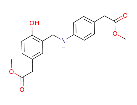 Molecular Structure of 1019657-11-4 ({4-hydroxy-3-[(4-methoxycarbonylmethylphenylamino)methyl]phenyl}acetic acid methyl ester)