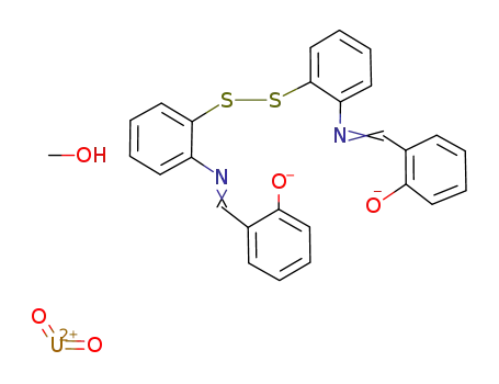 UO<sub>2</sub><sup>(2+)</sup>*(C<sub>6</sub>H<sub>3</sub>(O)HCHNC<sub>6</sub>H<sub>4</sub>S)2<sup>(2-)</sup>*CH<sub>3</sub>OH=UO<sub>2</sub>(C<sub>6</sub>H<sub>3</sub>(O)HCHNC<sub>6</sub>H<sub>4</sub>S)2*CH<sub>3</sub>OH