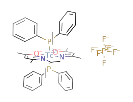 Molecular Structure of 93427-02-2 (trans-bis(diphenylethylphosphine)(N,N'-ethylenebis(acetylacetone iminato))technetium(III) hexafluorophosphate)