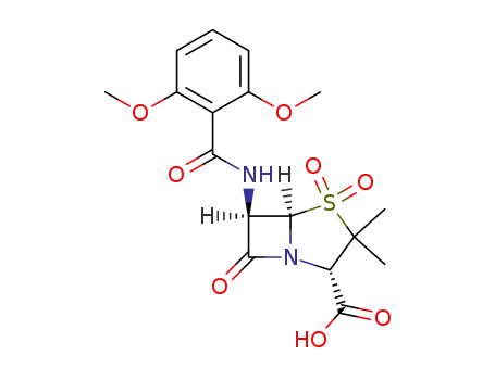 Molecular Structure of 76350-41-9 (6β-(2,6-dimethoxy-benzoylamino)-1,1-dioxo-1λ<sup>6</sup>-penicillanic acid)
