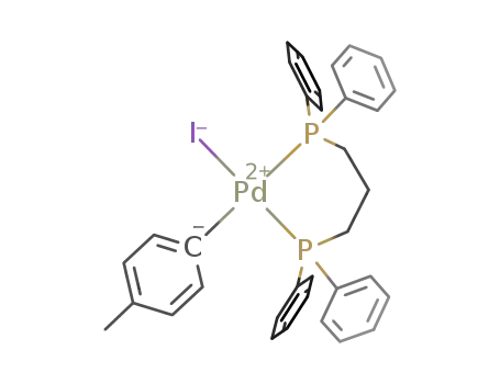 Molecular Structure of 180891-63-8 ((4-methylphenyl)Pd(1,3-diphenylphosphinopropane)I)
