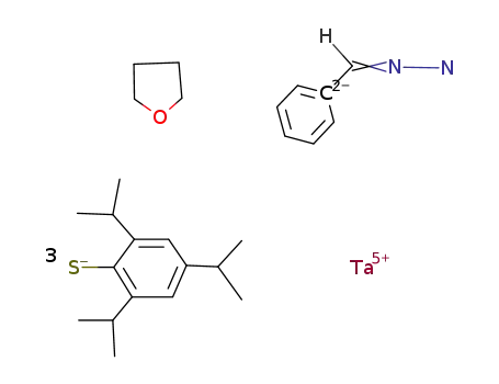 Ta(NNCHPh)(S-2,4,6-C<sub>6</sub>H<sub>2</sub>-i-Pr<sub>3</sub>)3(THF)