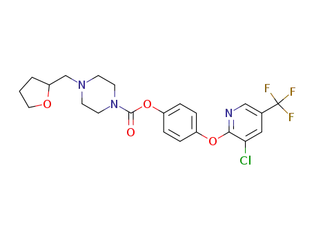 Molecular Structure of 549510-88-5 (4-(Tetrahydrofuran-2-ylmethyl)-piperazine-1-carboxylic acid 4-(3-chloro-5-trifluoromethyl-pyridin-2-yloxy)-phenyl ester)