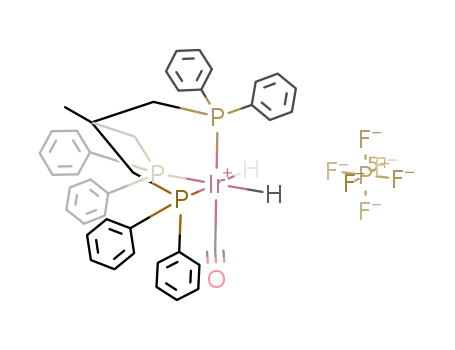 IrH<sub>2</sub>(CO)(CH<sub>3</sub>C(CH<sub>2</sub>P(C<sub>6</sub>H<sub>5</sub>)2)3)<sup>(1+)</sup>*PF<sub>6</sub><sup>(1-)</sup>=[IrH<sub>2</sub>(CO)(CH<sub>3</sub>C(CH<sub>2</sub>P(C<sub>6</sub>H<sub>5</sub>)2)3)]PF<sub>6</sub>