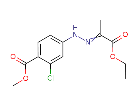 Molecular Structure of 935676-08-7 (2-chloro-4-[<i>N</i>'-(1-ethoxycarbonyl-ethylidene)-hydrazino]-benzoic acid methyl ester)