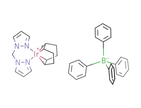 Molecular Structure of 550373-45-0 ([bis(1-pyrazolyl)methane](1,5-cyclooctadiene)iridium(I) tetraphenylborate)