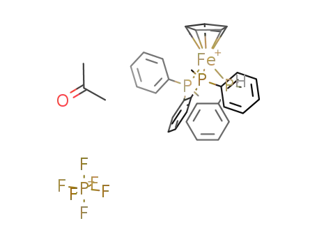 {(R*,R*),(S*)}-(+/-)-(η5-cyclopentadienyl)(methylphenylphosphine){1,2-phenylenebis(methylphenylphosphine)}iron(II) hexafluorophosphate monoacetone solvate