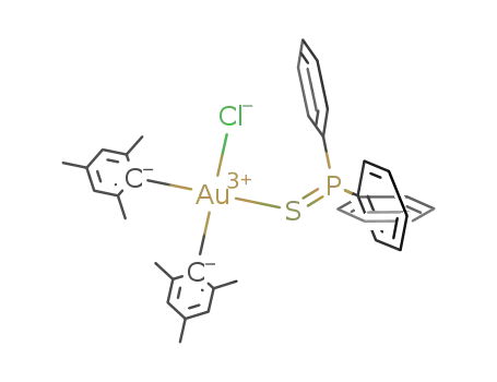 (C<sub>6</sub>H<sub>2</sub>(CH<sub>3</sub>)3)2AuClSP(C<sub>6</sub>H<sub>5</sub>)3
