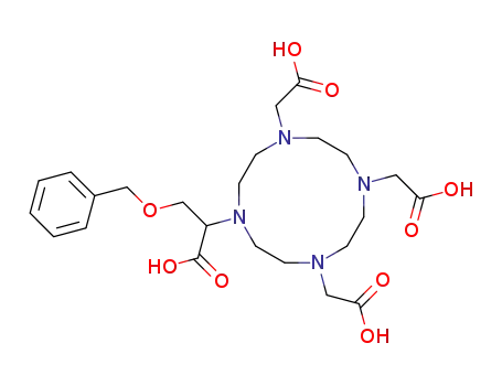 Molecular Structure of 124628-08-6 (2-[1,4,7,10-tetraaza-4,7,10-tri(carboxymethyl)-cyclododecane-1-yl]-3-benzyloxypropionic acid)