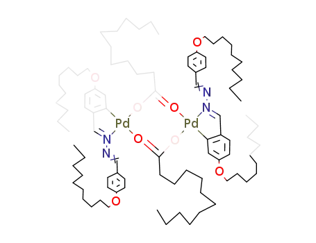 Molecular Structure of 127421-33-4 ({Pd(H21C10OC6H3CH=NN=CHC6H4OC10H21)(μ-O2CC11H23)}2)
