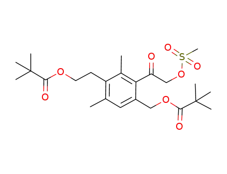 Molecular Structure of 910470-88-1 (2,2-dimethyl-propionic acid 4-[2-(2,2-dimethyl-propionyloxy)-ethyl]-2-methanesulfonyloxyacetyl-3,5-dimethyl-benzyl ester)