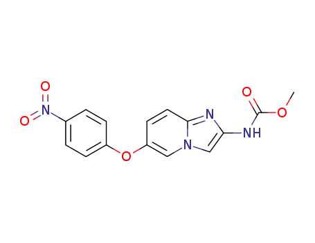 Molecular Structure of 64064-69-3 (Carbamic acid, [6-(4-nitrophenoxy)imidazo[1,2-a]pyridin-2-yl]-, methyl
ester)
