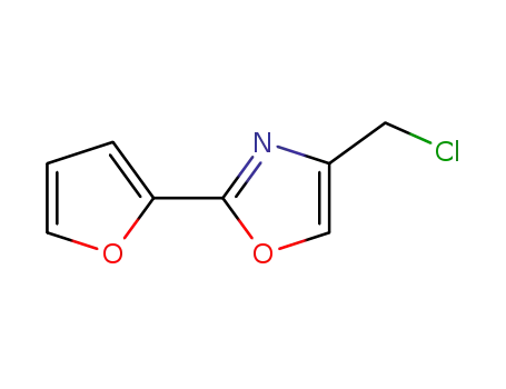 Molecular Structure of 202594-83-0 (Oxazole, 4-(chloromethyl)-2-(2-furanyl)-)