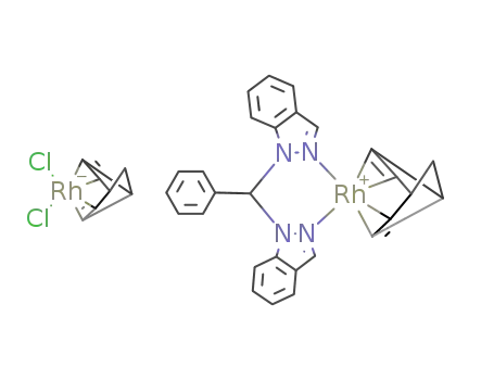 {((2,3,5,6-η)-bicyclo{2.2.1}hepta-2,5-diene)(bis(1H-indazol-1-yl)phenylmethyl)rhodium(I)}{((2,3,5,6-η)-bicylo{2.2.1}hepta-2,5-diene)(dichloro)rhodium(I)}
