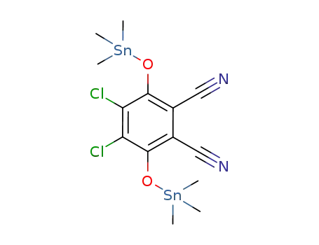 Molecular Structure of 76279-10-2 (C<sub>6</sub>Cl<sub>2</sub>(CN)2(OSn(CH<sub>3</sub>)3)2)