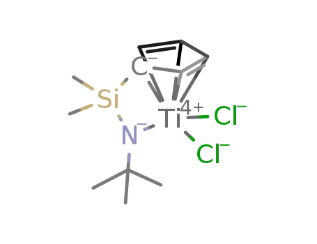 Molecular Structure of 135539-57-0 (DIMETHYLSILYL (T-BUTYLAMIDO)(CYCLOPENTADIENYL) TITANIUM DICHLORIDE)