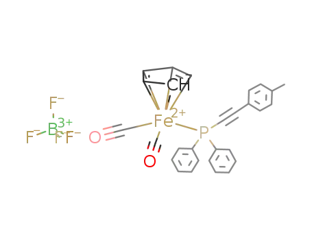 (C<sub>5</sub>H<sub>5</sub>)Fe(CO)2(P(C<sub>6</sub>H<sub>5</sub>)2CCC<sub>6</sub>H<sub>4</sub>CH<sub>3</sub>)<sup>(1+)</sup>*BF<sub>4</sub><sup>(1-)</sup>=[(C<sub>5</sub>H<sub>5</sub>)Fe(CO)2(P(C<sub>6</sub>H<sub>5</sub>)2CCC<sub>6</sub>H<sub>4</sub>CH<sub>3</sub>)]BF<sub>4</sub>