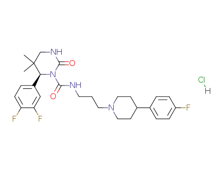 (4S)-4-(3,4-Difluorophenyl)-5,5-dimethyl-3-[(4'-(4-fluorophenyl)-piperidin-1'-yl)propyl]aminocarbonyltetrahydropyrimidin-2-one Hydrochloride