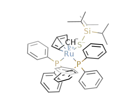 Molecular Structure of 266342-85-2 ([(C<sub>5</sub>H<sub>5</sub>)Ru(P(C<sub>6</sub>H<sub>5</sub>)3)2(SSi(CH(CH<sub>3</sub>)2)3)])