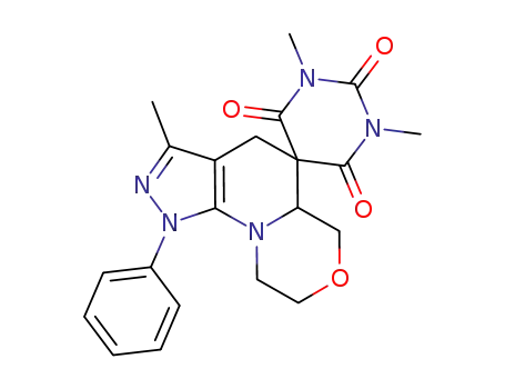 (+/-)-1',3,3'-trimethyl-1-phenyl-1,4,5a,6,8,9-hexahydro-2'H-spiro[pyrazolo[4',3':5,6]pyrido[2,1-c][1,4]oxazine-5,5'-pyrimidine]-2',4',6'(1'H,3'H)-trione