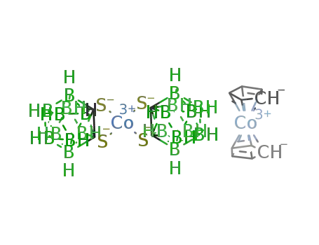 [(C<sub>5</sub>H<sub>5</sub>)2Co]<sup>(1+)</sup>*[Co(S<sub>2</sub>C<sub>2</sub>B<sub>10</sub>H<sub>10</sub>)2]<sup>(1-)</sup>=[(C<sub>5</sub>H<sub>5</sub>)2Co][Co(S<sub>2</sub>C<sub>2</sub>B<sub>10</sub>H<sub>10</sub>)2]