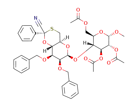 methyl 2,3-di-O-benzyl-4-O,6-S-(1-cyano)benzylidene-β-D-mannopyranosyl-(1->4)-2,3,6-tri-O-acetyl-α-D-glucopyranoside