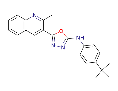 Molecular Structure of 883556-94-3 ((4-<i>tert</i>-butyl-phenyl)-[5-(2-methyl-quinolin-3-yl)-[1,3,4]oxadiazol-2-yl]-amine)