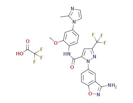 1H-Pyrazole-5-carboxamide,
1-(3-amino-1,2-benzisoxazol-5-yl)-N-[2-methoxy-4-(2-methyl-1H-imidaz
ol-1-yl)phenyl]-3-(trifluoromethyl)-, mono(trifluoroacetate)