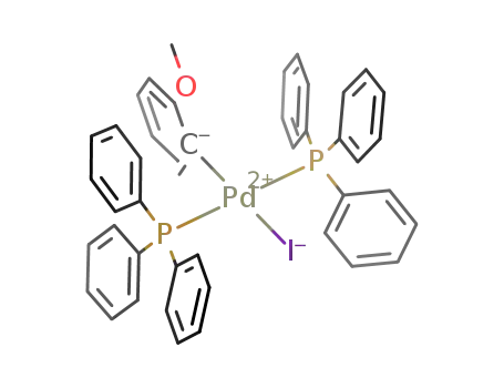 Molecular Structure of 180891-47-8 (trans-Pd(PPh<sub>3</sub>)2(o-MeOC<sub>6</sub>H<sub>4</sub>)(I))