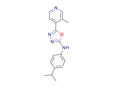 Molecular Structure of 883556-91-0 ((4-isopropyl-phenyl)-[5-(3-methyl-pyridin-4-yl)-[1,3,4]oxadiazol-2-yl]-amine)