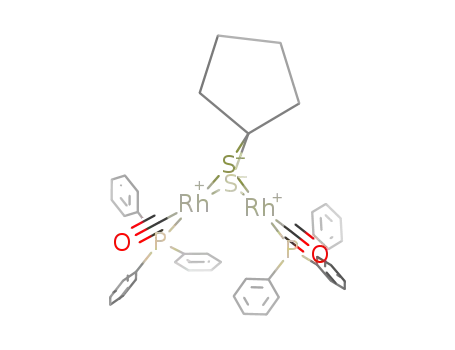 Molecular Structure of 1036708-77-6 ([Rh2(μ-1,1-dimercaptocyclopentane(2-))(CO)2(PPh3)2])