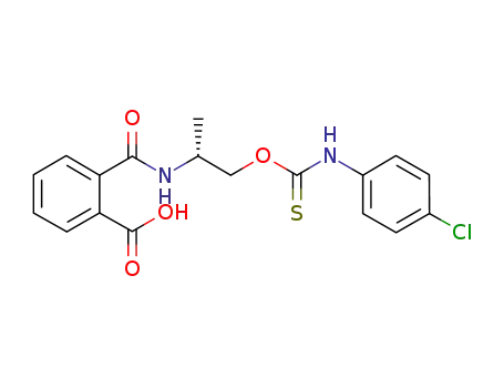 Molecular Structure of 1152595-82-8 (2-({[(1R)-2-({[(4-chlorophenyl)amino]carbonothioyl}oxy)-1-methylethyl]amino}carbonyl)benzoic acid)